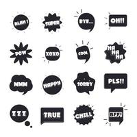 slang bubbels verschillende woorden en zinnen bang ja sorry ja plat pictogrammen set vector