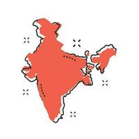 tekenfilm Indië kaart icoon in grappig stijl. Indië illustratie pictogram. land aardrijkskunde teken plons bedrijf concept. vector