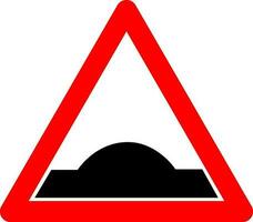 snelheid buil teken. waarschuwing teken ruwheid Aan de weg. rood driehoek teken met silhouet knobbeltje binnen. voorzichtigheid, secties weg met Drempels. heuvel teken. vector