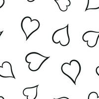 hand- getrokken harten icoon naadloos patroon achtergrond. bedrijf concept vector illustratie. liefde schetsen tekening hart symbool patroon.
