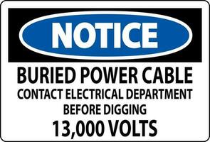 merk op teken begraven macht kabel contact elektrisch afdeling voordat graven 13.000 volt vector