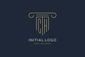 ch eerste met pijler vorm logo ontwerp, creatief monogram logo ontwerp voor wet firma vector