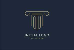 ou eerste met pijler vorm logo ontwerp, creatief monogram logo ontwerp voor wet firma vector