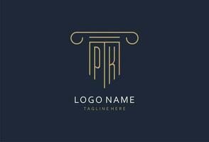 pk eerste met pijler vorm logo ontwerp, creatief monogram logo ontwerp voor wet firma vector