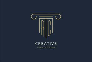 rc eerste met pijler vorm logo ontwerp, creatief monogram logo ontwerp voor wet firma vector