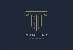 zo eerste met pijler vorm logo ontwerp, creatief monogram logo ontwerp voor wet firma vector