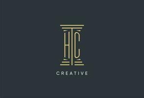 hc eerste monogram met pijler vorm logo ontwerp vector