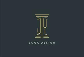 jy eerste monogram met pijler vorm logo ontwerp vector