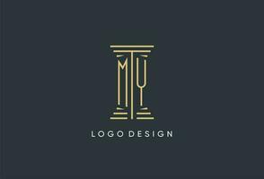 mijn eerste monogram met pijler vorm logo ontwerp vector
