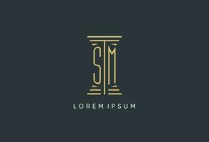 sm eerste monogram met pijler vorm logo ontwerp vector