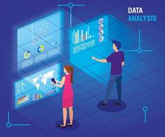 zakenpaar met data-analyse vector