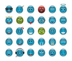 bundel emoticons met uitdrukkingen vector