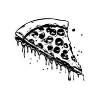 plak van pizza illustratie, heerlijk wijnoogst etsen voedsel ontwerp vector