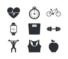 bundel fitnesssetpictogrammen vector