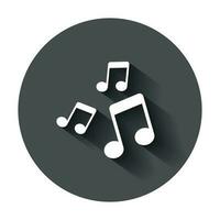 muziek- Notitie icoon in vlak stijl. geluid media illustratie met lang schaduw. audio Notitie bedrijf concept. vector
