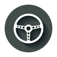 stuurinrichting wiel icoon. vector illustratie met lang schaduw. bedrijf concept auto wiel pictogram.