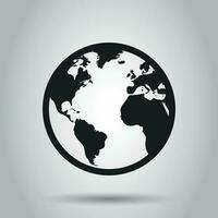 wereldbol wereld kaart vector icoon. ronde aarde vlak vector illustratie. planeet bedrijf concept pictogram.