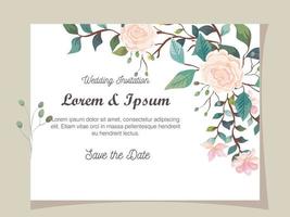 bruiloft uitnodigingskaart met bloemen decoratie vector