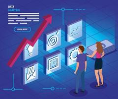 zakenpaar met data-analyse vector