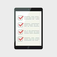 zakenman checklist met tablet. controleren lijst icoon vlak vector illustratie.