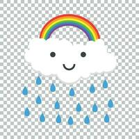 kleur gelukkig regenboog met regen. vector illustratie