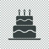 verjaardag taart vlak icoon. vers taart muffin Aan geïsoleerd achtergrond vector