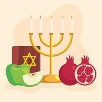 Rosj Hasjana-viering, Joods nieuwjaar, met kroonluchter en decoratie vector