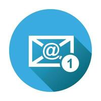 e-mail envelop bericht. vector illustratie in vlak stijl Aan ronde blauw achtergrond.