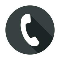 telefoon icoon in vlak stijl. vector illustratie Aan ronde zwart achtergrond met schaduw.