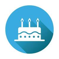 verjaardag taart vlak icoon. vers taart muffin Aan blauw ronde achtergrond vector