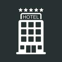 hotel icoon geïsoleerd Aan zwart achtergrond. gemakkelijk vlak pictogram voor bedrijf, marketing, internet concept. modieus modern vector symbool voor web plaats ontwerp of mobiel app.