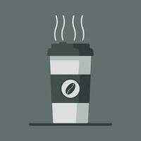 koffie kop icoon met koffie bonen Aan grijs achtergrond. vlak vector illustratie