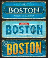 Boston stad reizen borden en stickers, Verenigde Staten van Amerika tekens vector