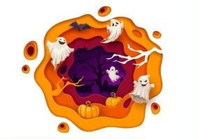 halloween papier besnoeiing vliegend tekenfilm grappig geesten vector