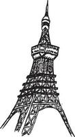 hand- getrokken Parijs gebouwen illustratie vector