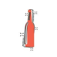 vector tekenfilm wijn, bier fles icoon in grappig stijl. alcohol fles concept illustratie pictogram. bier, wodka, wijn bedrijf plons effect concept.