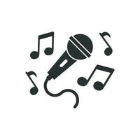 karaoke muziek- icoon in vlak stijl. microfoon toespraak vector illustratie Aan wit geïsoleerd achtergrond. audio uitrusting bedrijf concept.