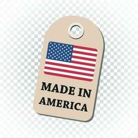 hangen label gemaakt in Amerika met vlag. vector illustratie Aan geïsoleerd achtergrond.