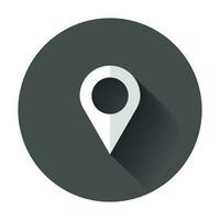 pin icoon vector. plaats teken in vlak stijl. navigatie kaart, GPS concept met lang schaduw. vector