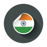 Indië sticker met vlag. vector illustratie met lang schaduw.