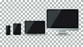 realistisch apparaat vlak pictogrammen smartphone, tablet, laptop en bureaublad computer. vector illustratie