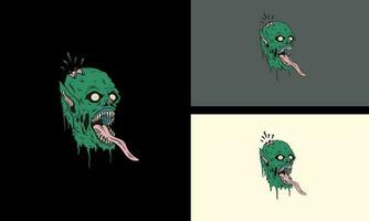 hoofd zombie vector illustratie mascotte ontwerp