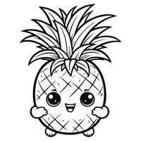 kawaii ananas kleur bladzijde voor kinderen vector