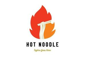 modern brand vlam heet pittig noodle voedsel voor oosters Aziatisch restaurant icoon illustratie vector