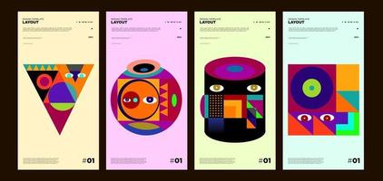 kleurrijke abstracte geometrische bauhaus en etnische poster ontwerpsjabloon vector
