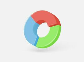 cirkel diagram 3d icoon. realistisch vector illustratie geïsoleerd Aan wit achtergrond.