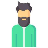 baard Mens avatar vector vlak icoon