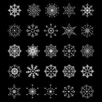 pictogrammenset van sneeuwvlok geïsoleerd op een witte achtergrond trendy overzichtssymbolen vrolijk kerstfeest gelukkig nieuwjaar winter vector