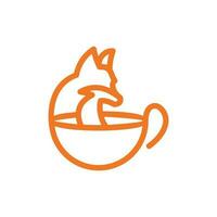 vos en kop koffie logo en abstract ontwerp illustratie sjabloon, gemakkelijk, schoon, elegant, uniek en modern logo ontwerp vector