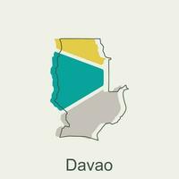 vector kaart van davao modern schets, hoog gedetailleerd vector Filippijnen kaart illustratie vector ontwerp sjabloon